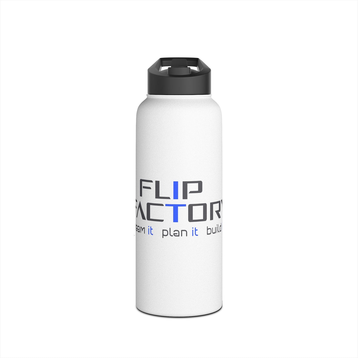 Flip Factory Stainless Steel Water Bottle - Durable Travel Hydration with Standard Lid