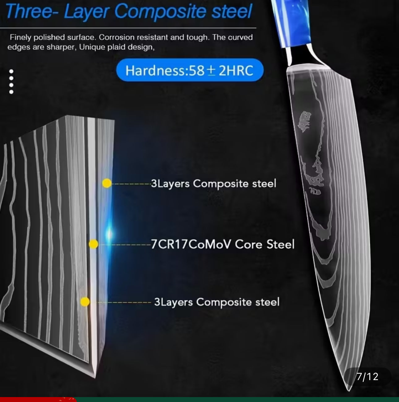 9pc German Demarcus Knife set and Bag