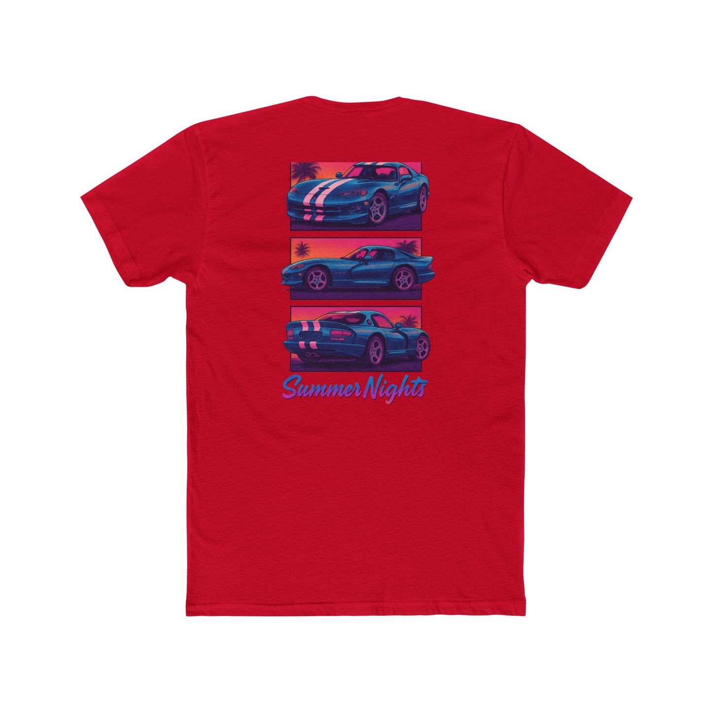 Retro Car Summer Nights Unisex Cotton Crew Tee | Vintage Style T-Shirt, Automotive Gift, Summer Vibes, Weekend Wear, Graphic Tee