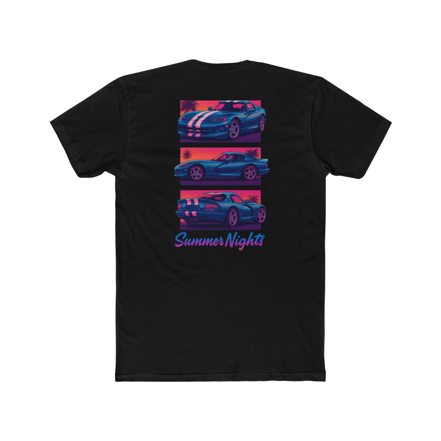 Retro Car Summer Nights Unisex Cotton Crew Tee | Vintage Style T-Shirt, Automotive Gift, Summer Vibes, Weekend Wear, Graphic Tee
