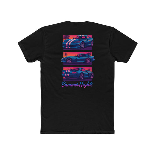 Retro Car Summer Nights Unisex Cotton Crew Tee | Vintage Style T-Shirt, Automotive Gift, Summer Vibes, Weekend Wear, Graphic Tee