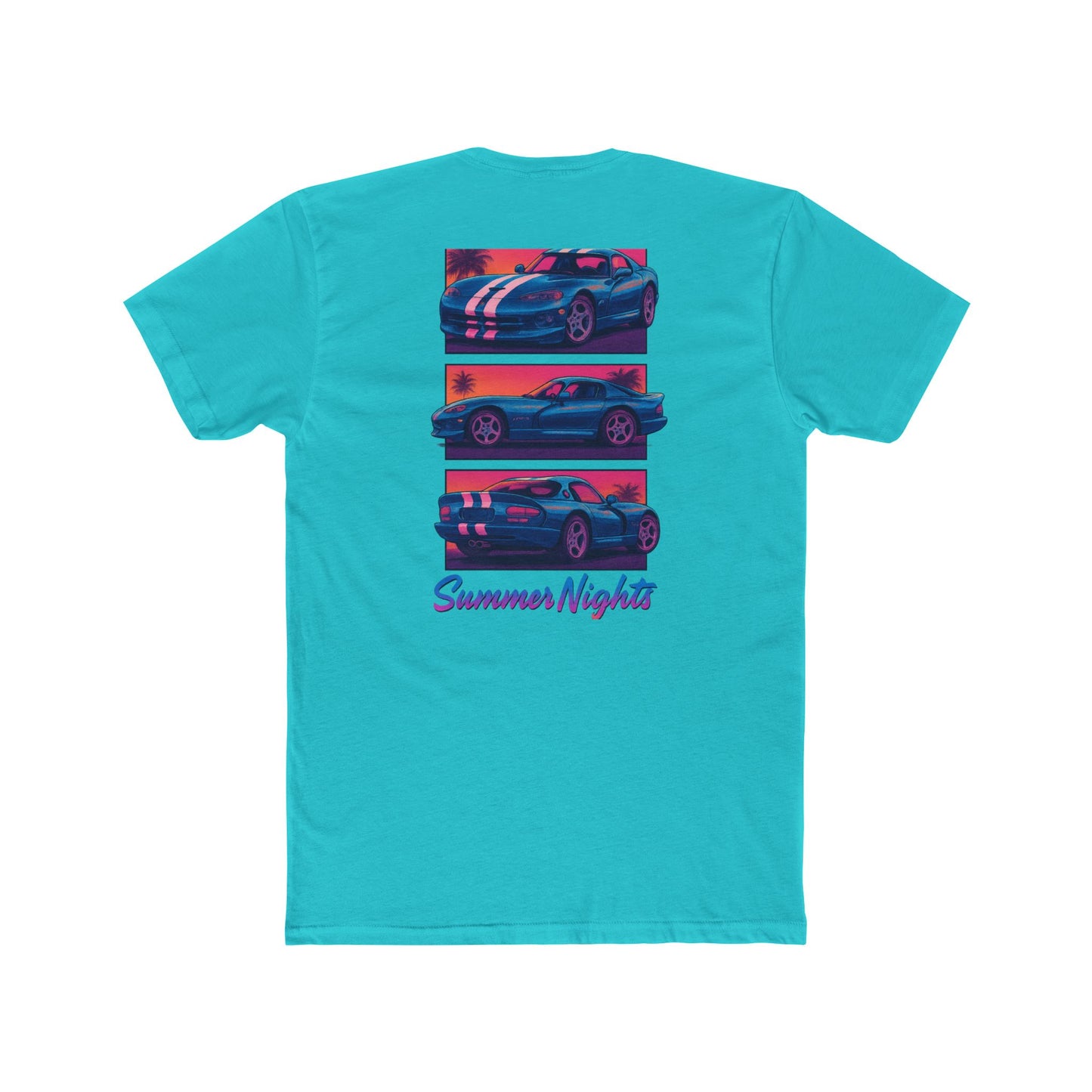 Retro Car Summer Nights Unisex Cotton Crew Tee | Vintage Style T-Shirt, Automotive Gift, Summer Vibes, Weekend Wear, Graphic Tee
