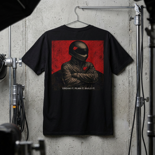 Racer Helmet Graphic T-Shirt — "Dream It. Plan It. Build It."