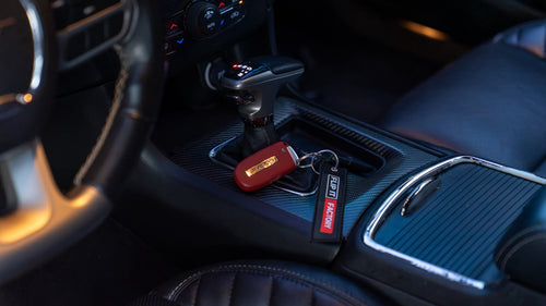 Shifter and SRT key with a Flip It Factory tag